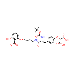 COC(=O)c1c(O)cccc1OCCCCNC(=O)[C@H](Cc1ccc(OC(C(=O)O)C(=O)O)cc1)NC(=O)OC(C)(C)C ZINC000015894685