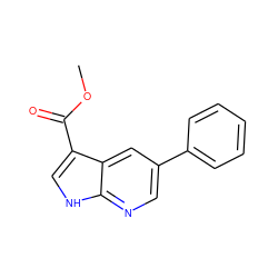 COC(=O)c1c[nH]c2ncc(-c3ccccc3)cc12 ZINC001239467264