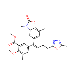 COC(=O)c1cc(/C(=C/CCc2nnc(C)o2)c2cc(C)c3oc(=O)n(C)c3c2)cc(C)c1OC ZINC000028711674