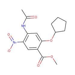 COC(=O)c1cc([N+](=O)[O-])c(NC(C)=O)cc1OC1CCCC1 ZINC000040430371