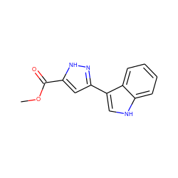 COC(=O)c1cc(-c2c[nH]c3ccccc23)n[nH]1 ZINC000090225819