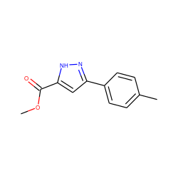 COC(=O)c1cc(-c2ccc(C)cc2)n[nH]1 ZINC000003906380