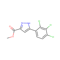 COC(=O)c1cc(-c2ccc(Cl)c(Cl)c2Cl)[nH]n1 ZINC000064732055