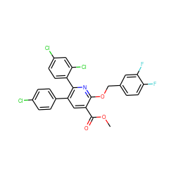 COC(=O)c1cc(-c2ccc(Cl)cc2)c(-c2ccc(Cl)cc2Cl)nc1OCc1ccc(F)c(F)c1 ZINC000028342242