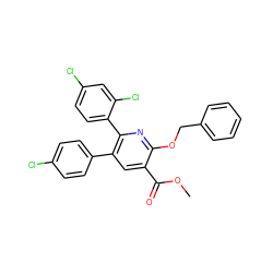 COC(=O)c1cc(-c2ccc(Cl)cc2)c(-c2ccc(Cl)cc2Cl)nc1OCc1ccccc1 ZINC000028134033