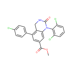 COC(=O)c1cc(-c2ccc(Cl)cc2)c2c(c1)N(c1c(Cl)cccc1Cl)C(=O)NC2 ZINC000013487101