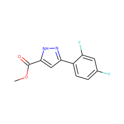 COC(=O)c1cc(-c2ccc(F)cc2F)n[nH]1 ZINC000038478429