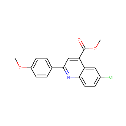 COC(=O)c1cc(-c2ccc(OC)cc2)nc2ccc(Cl)cc12 ZINC000000457380