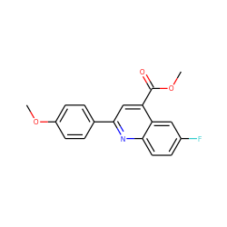 COC(=O)c1cc(-c2ccc(OC)cc2)nc2ccc(F)cc12 ZINC000072110936