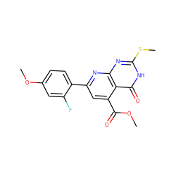 COC(=O)c1cc(-c2ccc(OC)cc2F)nc2nc(SC)[nH]c(=O)c12 ZINC000013111346