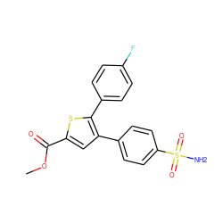 COC(=O)c1cc(-c2ccc(S(N)(=O)=O)cc2)c(-c2ccc(F)cc2)s1 ZINC000026252671