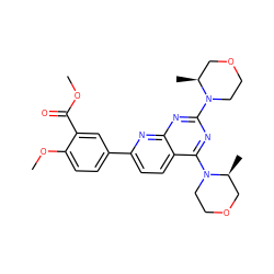 COC(=O)c1cc(-c2ccc3c(N4CCOC[C@@H]4C)nc(N4CCOC[C@@H]4C)nc3n2)ccc1OC ZINC000139432396