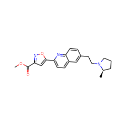 COC(=O)c1cc(-c2ccc3cc(CCN4CCC[C@H]4C)ccc3n2)on1 ZINC000072180810