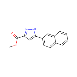 COC(=O)c1cc(-c2ccc3ccccc3c2)[nH]n1 ZINC000006750912