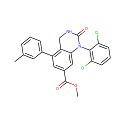 COC(=O)c1cc(-c2cccc(C)c2)c2c(c1)N(c1c(Cl)cccc1Cl)C(=O)NC2 ZINC000013487106