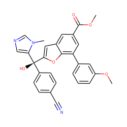 COC(=O)c1cc(-c2cccc(OC)c2)c2oc([C@](O)(c3ccc(C#N)cc3)c3cncn3C)cc2c1 ZINC000040873030