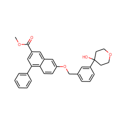 COC(=O)c1cc(-c2ccccc2)c2ccc(OCc3cccc(C4(O)CCOCC4)c3)cc2c1 ZINC000001538117