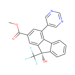 COC(=O)c1cc(-c2cncnc2)c2c(c1)[C@](O)(C(F)(F)F)c1ccccc1-2 ZINC000144818506