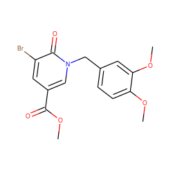 COC(=O)c1cc(Br)c(=O)n(Cc2ccc(OC)c(OC)c2)c1 ZINC000001308620