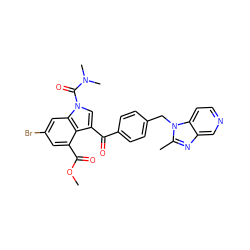 COC(=O)c1cc(Br)cc2c1c(C(=O)c1ccc(Cn3c(C)nc4cnccc43)cc1)cn2C(=O)N(C)C ZINC000028009465