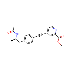 COC(=O)c1cc(C#Cc2ccc(C[C@@H](C)NC(C)=O)cc2)ccn1 ZINC000113410721