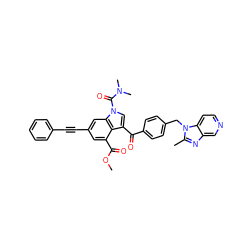 COC(=O)c1cc(C#Cc2ccccc2)cc2c1c(C(=O)c1ccc(Cn3c(C)nc4cnccc43)cc1)cn2C(=O)N(C)C ZINC000028018593