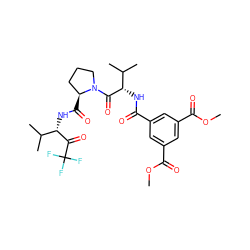 COC(=O)c1cc(C(=O)N[C@H](C(=O)N2CCC[C@@H]2C(=O)N[C@H](C(=O)C(F)(F)F)C(C)C)C(C)C)cc(C(=O)OC)c1 ZINC000029549797