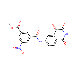 COC(=O)c1cc(C(=O)Nc2ccc3c(c2)C(=O)C(=O)NC3=O)cc([N+](=O)[O-])c1 ZINC000013683253