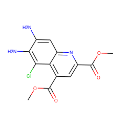 COC(=O)c1cc(C(=O)OC)c2c(Cl)c(N)c(N)cc2n1 ZINC000082154941