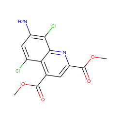 COC(=O)c1cc(C(=O)OC)c2c(Cl)cc(N)c(Cl)c2n1 ZINC000073199952