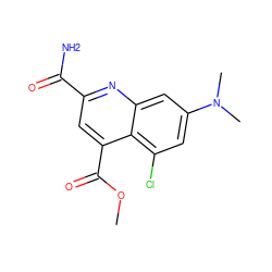 COC(=O)c1cc(C(N)=O)nc2cc(N(C)C)cc(Cl)c12 ZINC000073197682