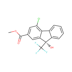 COC(=O)c1cc(Cl)c2c(c1)[C@](O)(C(F)(F)F)c1ccccc1-2 ZINC000116910244