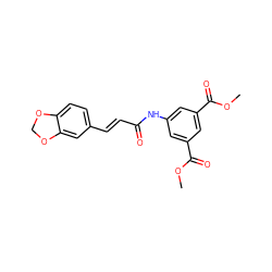 COC(=O)c1cc(NC(=O)/C=C/c2ccc3c(c2)OCO3)cc(C(=O)OC)c1 ZINC000000865053