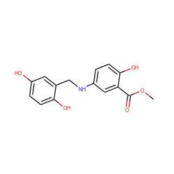 COC(=O)c1cc(NCc2cc(O)ccc2O)ccc1O ZINC000002560265