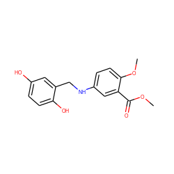 COC(=O)c1cc(NCc2cc(O)ccc2O)ccc1OC ZINC000013732208