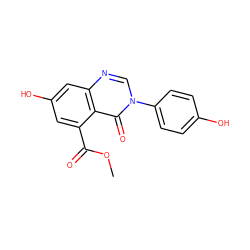 COC(=O)c1cc(O)cc2ncn(-c3ccc(O)cc3)c(=O)c12 ZINC000013685476