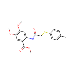 COC(=O)c1cc(OC)c(OC)cc1NC(=O)CSc1ccc(C)cc1 ZINC000001027743