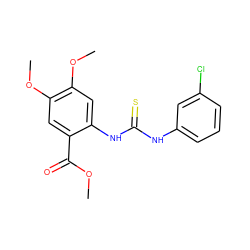 COC(=O)c1cc(OC)c(OC)cc1NC(=S)Nc1cccc(Cl)c1 ZINC000013483223