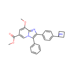 COC(=O)c1cc(OC)c2nc(-c3ccc(C4(N)CCC4)cc3)c(-c3ccccc3)n2c1 ZINC000113656490