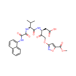 COC(=O)c1cc(OCC(=O)[C@H](CC(=O)O)NC(=O)[C@@H](NC(=O)C(=O)Nc2cccc3ccccc23)C(C)C)no1 ZINC000026649320