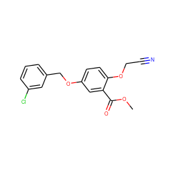 COC(=O)c1cc(OCc2cccc(Cl)c2)ccc1OCC#N ZINC000028223804