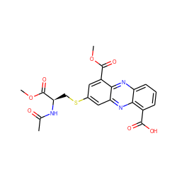 COC(=O)c1cc(SC[C@@H](NC(C)=O)C(=O)OC)cc2nc3c(C(=O)O)cccc3nc12 ZINC000169311193