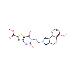 COC(=O)c1cc2[nH]c(=O)n(CCN3C[C@@H]4CCc5c(OC)cccc5[C@@H]4C3)c(=O)c2s1 ZINC000013863018