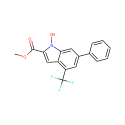 COC(=O)c1cc2c(C(F)(F)F)cc(-c3ccccc3)cc2n1O ZINC000146883754