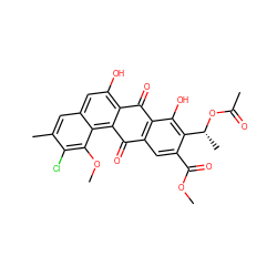 COC(=O)c1cc2c(c(O)c1[C@@H](C)OC(C)=O)C(=O)c1c(O)cc3cc(C)c(Cl)c(OC)c3c1C2=O ZINC000028973492