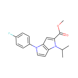 COC(=O)c1cc2c(ccn2-c2ccc(F)cc2)n1C(C)C ZINC000001238115