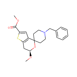 COC(=O)c1cc2c(s1)C[C@H](OC)OC21CCN(Cc2ccccc2)CC1 ZINC000053293949