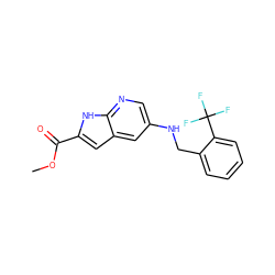 COC(=O)c1cc2cc(NCc3ccccc3C(F)(F)F)cnc2[nH]1 ZINC000148962290