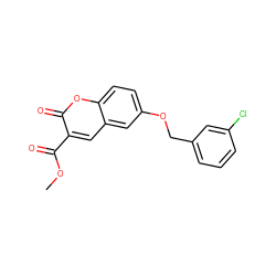 COC(=O)c1cc2cc(OCc3cccc(Cl)c3)ccc2oc1=O ZINC000103270413