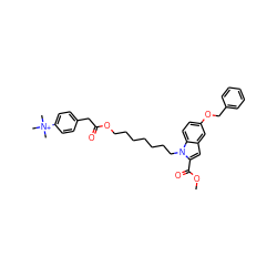 COC(=O)c1cc2cc(OCc3ccccc3)ccc2n1CCCCCCCOC(=O)Cc1ccc([N+](C)(C)C)cc1 ZINC000003916458